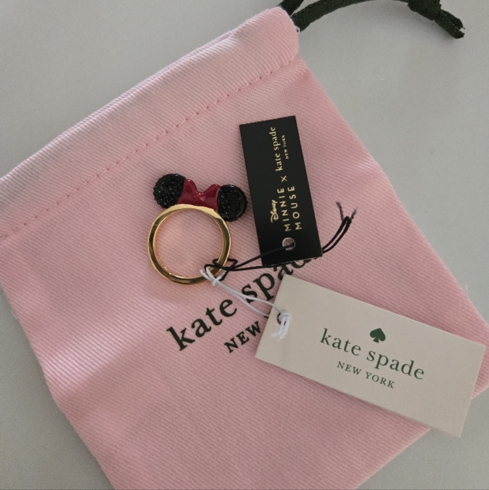 NWT Kate Spade Minnie Mouse Ring - Gold and Black